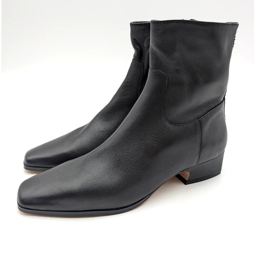 Steve Madden Dusty Block Heel Ankle Bootie Womens Black Leather Size US5.5M EU36